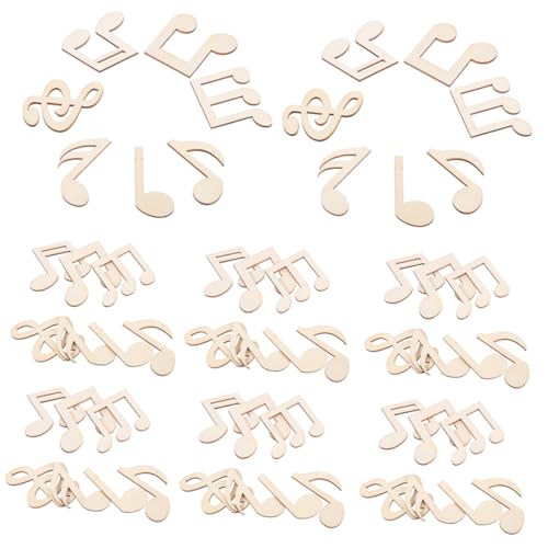 ETHZZLE 100 Stück Große Holzmusiknoten Unbemalte DIY Holzchips Robuste Musiknoten zum Bemalen und Basteln Vielseitige Kindermalspielzeuge für Wand und Heimdekoration Kreative Graffiti von ETHZZLE