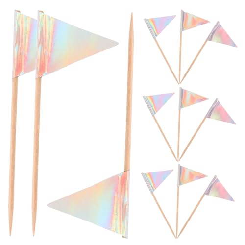 ETHZZLE 12 Stück Teiliges Bunte Dreieck Flaggen Cake Topper Sticks Dekorative Dessert und Obstspieße für Party Kuchen Käseplatten und Festliche Buffets von ETHZZLE