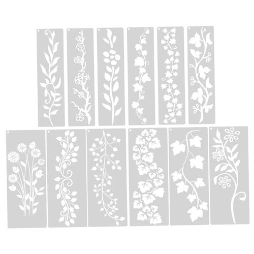 ETHZZLE 12 Stück Wiederverwendbare Schablonen für Blumen und Rankenmuster zum Holz Wänden für Bastelprojekte von ETHZZLE
