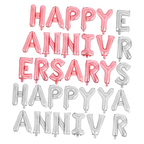 ETHZZLE 2 Sätze Happy Anniversary Ballon Aluminiumfolie Ballons Silber Roségold Schnelle Aufblasbare Romantische Hochzeitsfeier Dekorationen Für Verschiedene Veranstaltungsorte von ETHZZLE