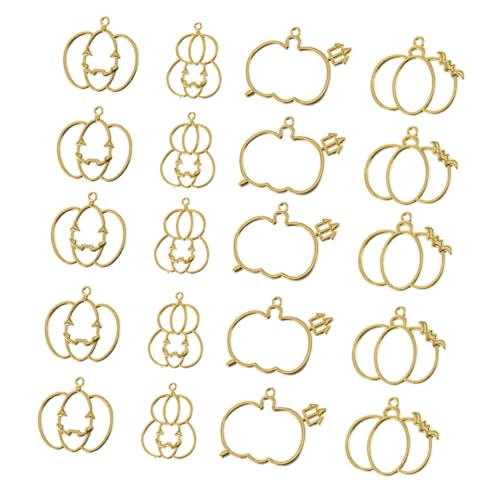 ETHZZLE 20 Stück Teiliges Halloween Metallrahmen mit Uv Harz Tropfenrahmen Hohle Kürbis Anhänger Dekoration für DIY Bastelarbeiten Modische Schmuckanhänger für DIY Kunstprojekte und von ETHZZLE
