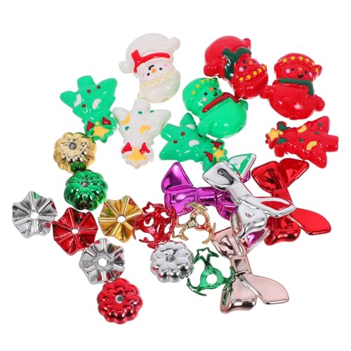 ETHZZLE 24 Stück Teiliges Handbemalter Weihnachtsperlen in Rot Grün Vielseitige Spacer Perlen mit Kappen für DIY Schlüsselanhänger Schmuckherstellung Armbänder Halsketten und Ohrringe von ETHZZLE