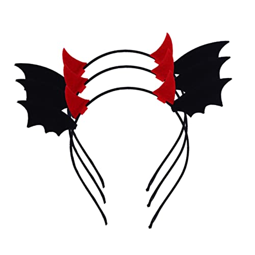 ETHZZLE 3 Stück Teiliges Halloween Teufelshörner Haarreif mit Fledermausflügeln Verstellbar Komfortabel für Erwachsene als Kopfschmuck für Karneval Party und Cosplay von ETHZZLE