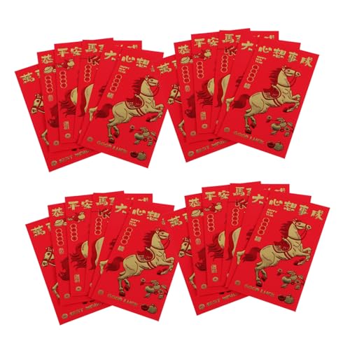 ETHZZLE 30 Stück Rote Umschläge Jahr Des Pferdes Chinesische Geldumschläge mit Prägung für Neujahr Frühlingsfest Hochzeit Geburtstag Stabile Lucky Money Packets von ETHZZLE