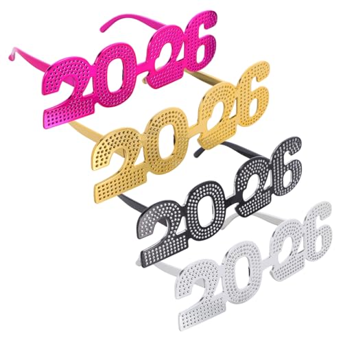 ETHZZLE 4 Stück Teiliges Neujahrsbrillen aus Leichtem Vielseitige Partybrillen für Silvester Foto Requisiten für Familienfeiern und Freunde Bunte Kunststoffbrillen für Neujahrsstimmung ETHZZLE 4 Stück Teiliges Neujahrsbrillen aus Leichtem Vielseitige Partybrillen für Silvester Foto Requisiten für Familienfeiern und Freunde Bunte Kunststoffbrillen für Neujahrsstimmung von ETHZZLE