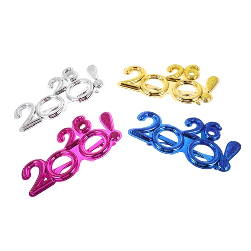 ETHZZLE 4 Stück party dekoration gläser Partynummer Brille Silvesterpartybrille Neujahrsfeierbrille Dekorative Sonnenbrille 2026 glasses Neuartige Partybrille Spaßbrille für Party Plastik von ETHZZLE