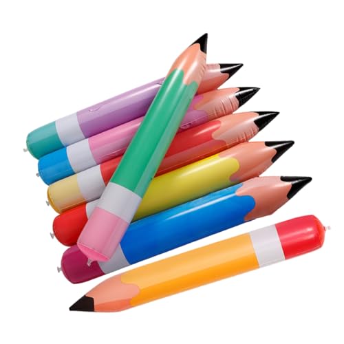 ETHZZLE 7 Stück Teiliges Aufblasbarer Jumbo Bleistifte aus PVC Bunte Riesenstifte in Gelb Orange Grün Rot für Schulanfang Deko Klassenzimmer Party Luftballons von ETHZZLE