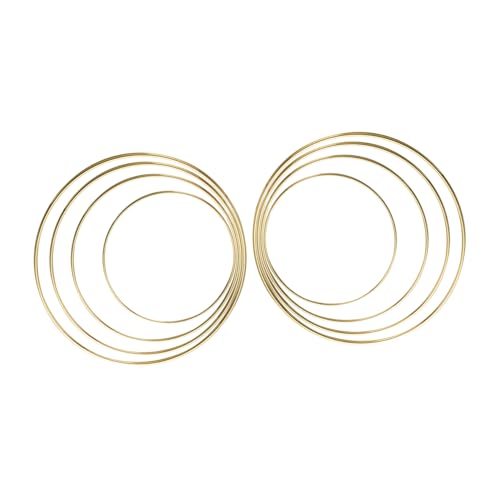 ETHZZLE 8 Stück Goldene Metallringe für Basteln Ø- Stabile Drahtringe für Makramee Bastelringe Kränze Wanddeko DIY Wohnraum Eventgestaltung von ETHZZLE