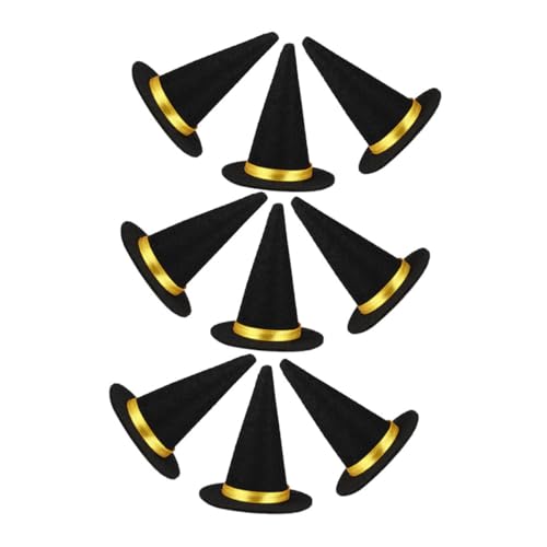 ETHZZLE 9 Stück Teiliges Halloween Mini Hexenhut Schwarze Filz Hut Dekoration Leichte Mini Hexenhüte als Flaschenaufsätze für Diy Basteln Partydeko Weinflaschen und Tischdekoration von ETHZZLE