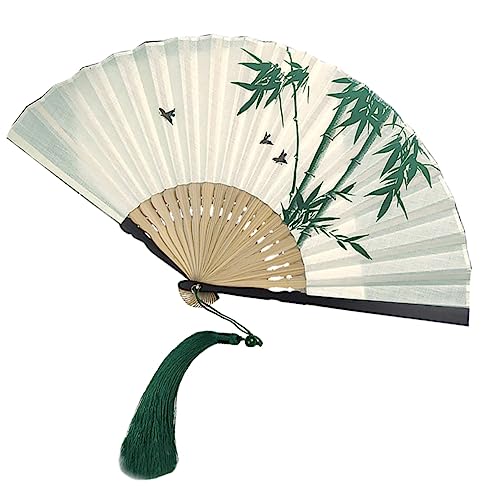 ETHZZLE Retro Faltfächer aus und Antiker Chinesischer Tanzfächer mit Tasseln Handlicher Vintage Dekorationsventilator für Party Kostüm und Wandgestaltung von ETHZZLE