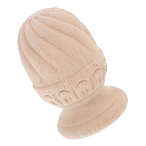 ETHZZLE Unlackierter Holz Baluster Kopf mit Geschnitztem Ananas Design Holz DIY Treppenpfosten Spitze Europäischer Stil Vielseitig für Treppen und Innenraumdekoration von ETHZZLE