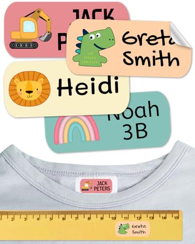 50 Namensaufkleber kinder. Kein bügeln. Für kleidung, schule, gegenstände, kita. Namensschilder personalisiert waschmaschinenfest. von ETIKIDS