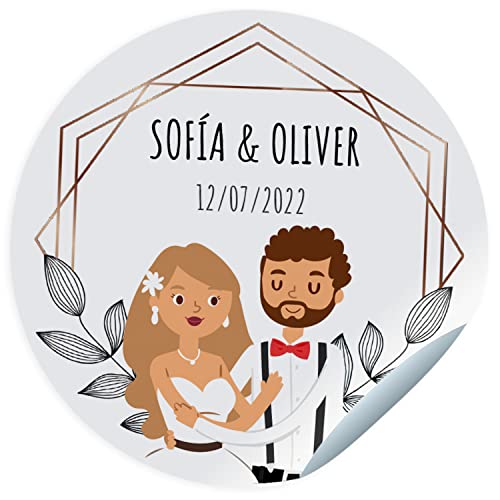 Hochzeitsaufkleber. Personalisierte Sticker mit Namen und Datum für die Geschenke Ihrer Gäste. Größe 45 mm/60 mm/ 70mm Durchmesser. Nicht für Kleidung geeignet Hochzeitsaufkleber. Personalisierte Sticker mit Namen und Datum für die Geschenke Ihrer Gäste. Größe 45 mm/60 mm/ 70mm Durchmesser. Nicht für Kleidung geeignet von ETIKIDS
