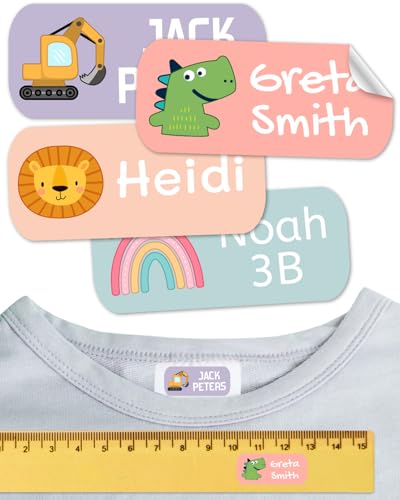 Namensaufkleber für Kinder. Kleidung und Gegenstände. Namensschilder waschmaschinenfest und personalisiert text und symbolen (Aura, 100 Stück) von ETIKIDS