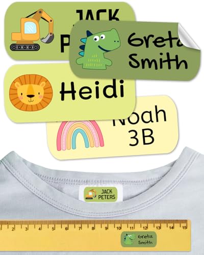 Namensaufkleber für Kinder. Kleidung und Gegenstände. Namensschilder waschmaschinenfest und personalisiert text und symbolen (Dinosaurier, 200 Stück) von ETIKIDS