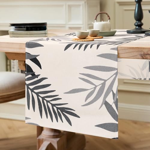 ETOLISHOP Modern Grau Blätter Polyester Tischläufer 40x140cm Abwaschbar für Drinnen und Draußen Esszimmer Party Urlaub ETOLISHOP Modern Grau Blätter Polyester Tischläufer 40x140cm Abwaschbar für Drinnen und Draußen Esszimmer Party Urlaub von ETOLISHOP