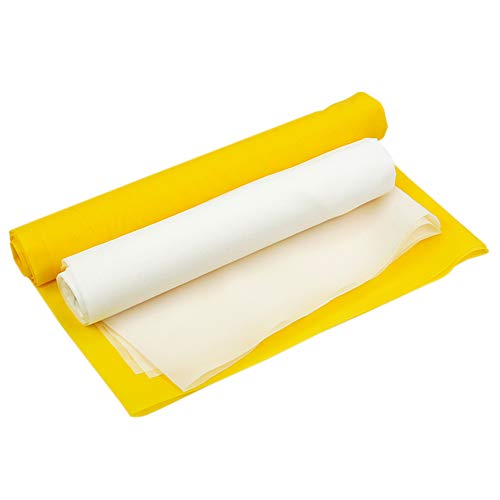 Siebdruck-Netz, Größe 127,7 cm x 9,1 m, 100/110/120/140/160/180/200/250/300 Mesh, weiß gelb für Siebdruckmaschinenzubehör, Filtermalerei, Polyester (14) 0 Monate/55 cm T Weiß) von ETPUVIUMBE