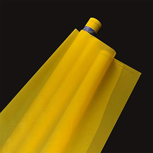 Siebdrucknetz, Größe 127 cm x 91 cm, 100/110/120/140/160/180/200/250/300 Mesh, weiß gelb für Siebdruckmaschinen-Zubehör, Filtermalerei, Polyester (300 m/120T Gelb) von ETPUVIUMBE