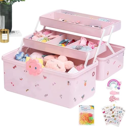 ETUCYNG 9 Stück Kinder Haarschmuck Aufbewahrungs Kasten, ABS SüßEs MäDchen Schmuckschatulle, Rosa Haarschmuck Schmuckkästchen Für Haarbänder, Haargummis, Clips, Organizer, Rosa Aufbewahrungsbox von ETUCYNG