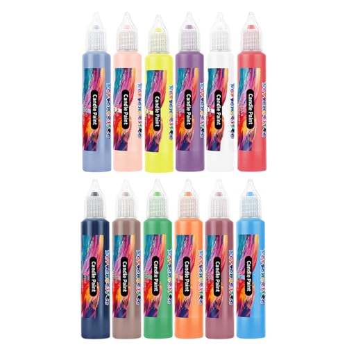 ETUCYNG Canvas Markers - 12 Farben Kerzenwachs Malstifte Set,Schreib Zeichen Dekorations Set Für Feste Feiern Partys Basteln Auf Glas Tragetaschen Baumwollstoff Erwachsene von ETUCYNG
