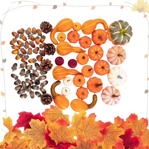 ETUCYNG Deko Kürbisse, Erntedank Tischation Mittelpunkt, Herbstschmuck Für Halloween Weihnachten Türkränze Kamin Eingangsbereich von ETUCYNG