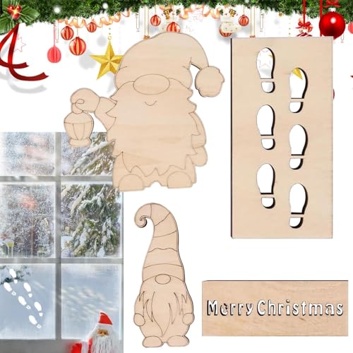 ETUCYNG Weihnachtswichtel-Schablonen | Wiederverwendbare Weihnachtswichtel-Fußabdruck-Schablonen | Holz- Weihnachten Malschablonen Urlaub Zeichenschablonen für Boden Wand von ETUCYNG