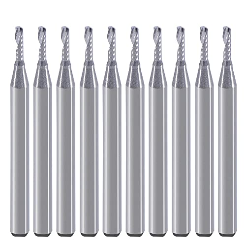 CNC-Fräser-Bits, Gravur-Bits, Schaftfräser, einschneidige Spirale, Upcut Router Bit, 3.175mm Schaft, 1.5mm Schnittdurchmesser, 6mm Schnittlänge,Wolframstahl, Gravur, Schnitzwerkzeug-Set für MDF von HOZLY