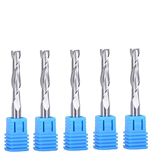 CNC fräser,schaftfräser,fräser 6mm schaft,6mm Schnittdurchmesser,32mm Schnittlänge, Upcut 2 Flöten Router Bit zum Schneiden von Holz,Packung 5 von HOZLY
