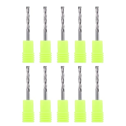 EU_HOZLY 1/8-Zoll-Schaft mit 1/8-Zoll-Schneiddurchmesser Hartmetall-Schaftfräser Up- und Down-Cut-Kompressions-Bit 2 Nuten-Fräser zum Gravieren Fräsen 3D-Bildhauen Schruppen Composite 10 Stück von EU_HOZLY