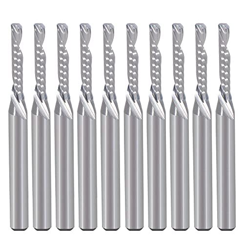 EU_HOZLY 10 Stück Single Flute Down Cut Spiralschaftfräser 1/8 Zoll Schaft mit (0,078 Zoll) 2 mm Schnittdurchmesser, (0,472 Zoll) 12 mm Schnittlänge für Holz-Acryl-Aluminium-Kunststoffplatte von HOZLY