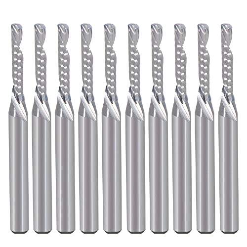 EU_HOZLY 10 Stück Single Flute Down Cut Spiralschaftfräser 1/8 Zoll Schaft mit (0,078 Zoll) 2 mm Schnittdurchmesser, (0,472 Zoll) 12 mm Schnittlänge für Holz-Acryl-Aluminium-Kunststoffplatte von EU_HOZLY