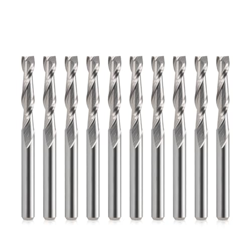 EU_HOZLY 3.175X3.175X17mm Zwei Flöten VHM Micro End Fräser CNC Holz Gravierwerkzeuge Spiral Router Bits Packung mit 10 von EU_HOZLY