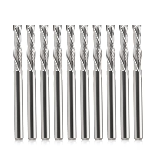 EU_HOZLY 3.175x15mm UP & DOWN Schneiden Sie zwei Flöten Spiral Hartmetallwerk Werkzeugschneider für CNC Router Kompression Holz Bits Packung mit 10 von HOZLY