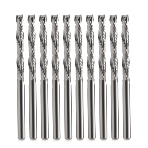 EU_HOZLY 3.175x25mm UP & DOWN Schneiden Sie zwei Flöten Spiral Hartmetallwerk Werkzeugschneider für CNC Router Kompression Holz Bits Packung mit 10 von HOZLY