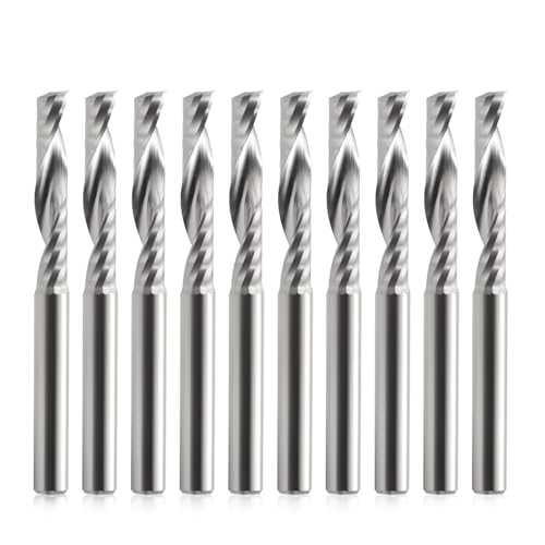 EU_HOZLY 4mm x22MM Silber Metall CNC Router Bits Single Flöte Werkzeuge Staubfreies Pack von 10 von EU_HOZLY