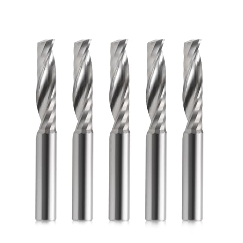 EU_HOZLY 6 mm (0,236 Zoll) Schaft, 6 mm (0,236 Zoll) Schnittdurchmesser, 25 mm Nutenlänge, 1 Nutenschaftfräser, CNC Spiralfräser, Upcut-Schneidwerkzeug für Acryl, PVC, ABS, Sperrholz, 5 Stück von EU_HOZLY