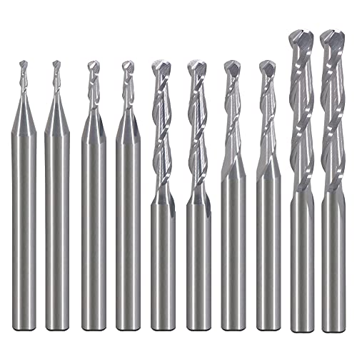 EU_HOZLY Fräser für Holzarbeiten, Durchmesser 1 mm, 1,5 mm, 2,0 mm, 2,5 mm, 3,175 mm, Hartmetall-Kugelkopffräser, CNC-Gravierfräser von HOZLY