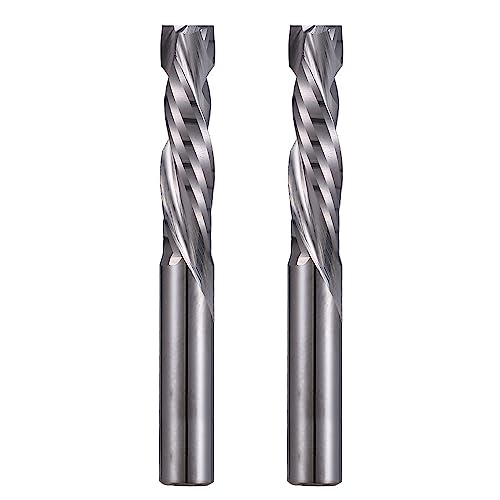EU_HOZLY Spiralfräser Up&Down Compression Bit 6 mm Schnittdurchmesser, 6 mm Schaft, 25 mm Schnittlänge CNC-Schaftfräser für Holzschnitzerei, Gravur, 2St von HOZLY