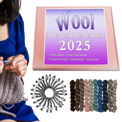 2025 Weihnachts-Countdown-Kalender, 24 Tage Countdown bis Weihnachten, Wollstrickgarn-Set, kreative Urlaubsprojekte, Häkelarbeiten, Zubehör für Stricker, Freunde, Frauen, Familie, Häkeln, Mutter von EUBEISAQI