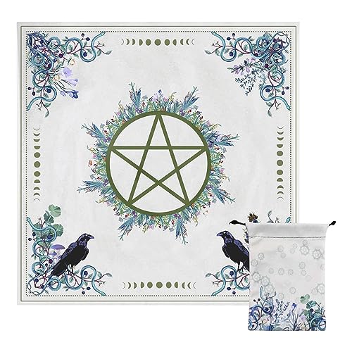 EUBEISAQI Altar Tarot Tischdecke | Pentagramm Grüner Prophet Gobelin Altartuch - Weiche Hexerei-Tischdecke, Heiliger Tischbezug, spiritueller Zauber, Hexe, Tarot-Aufstrich von EUBEISAQI