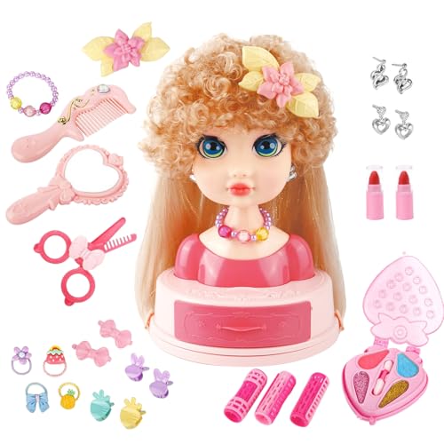 EUBEISAQI Puppenkopf für Haarstyling, Kinder Make-up Praxis Schönheit Set Flechten Praxis Haarnadeln Make-up Schönheit Styling Head Doll Accessoires für 3-6 Jahre alte Anfänger Mädchen Mädchen EUBEISAQI Puppenkopf für Haarstyling, Kinder Make-up Praxis Schönheit Set Flechten Praxis Haarnadeln Make-up Schönheit Styling Head Doll Accessoires für 3-6 Jahre alte Anfänger Mädchen Mädchen von EUBEISAQI