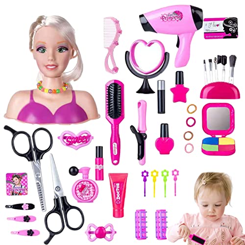 EUBEISAQI Styling-Puppe - Styling-Puppenkopf mit Haartrockner | Haar Make-up Puppe Pretend Kosmetik Set Beauty Doll Zubehör Haarstyling Mädchen Geschenk für Geburtstagsfest EUBEISAQI Styling-Puppe - Styling-Puppenkopf mit Haartrockner | Haar Make-up Puppe Pretend Kosmetik Set Beauty Doll Zubehör Haarstyling Mädchen Geschenk für Geburtstagsfest von EUBEISAQI