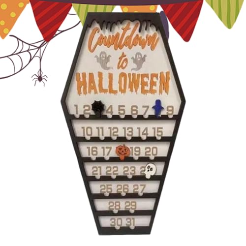 Halloween-Countdown-Kalender – Feiertagstisch-Ornament – Halloween-Countdown-Schild aus Holz für Feiertags-Organizer, Feier-Planer, Wohnzimmer, Esstisch, Wand von EUBEISAQI