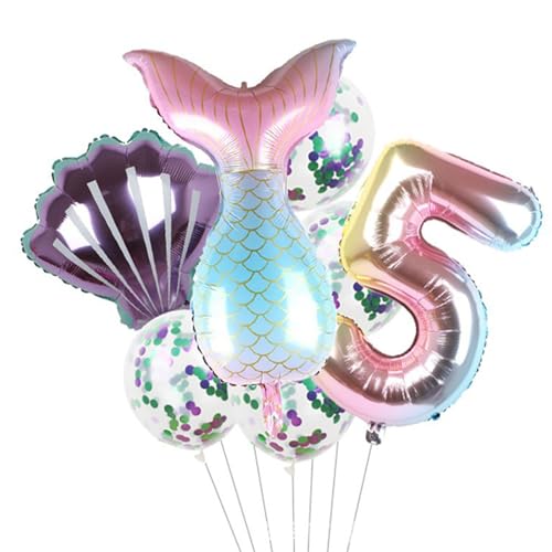 Kleine Meerjungfrau-Partyballons | Meerjungfrauenballons Meeresballon-Set,Kleine Meerjungfrau-Party-Folienballon, Meerjungfrauenschwanz-Luftballons, Geburtstagsparty-Dekorationen, 7 Stück Eubeisaqi von EUBEISAQI