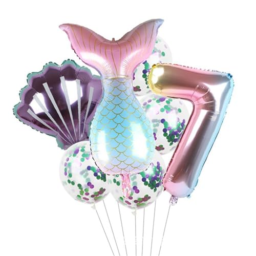 Meerjungfrau-Luftballons für Geburtstagsparty | Geburtstagsdekoration Meerjungfrau Ballons Kit,Kleine Meerjungfrau-Party-Folienballon, Meerjungfrauenschwanz-Luftballons 7 Stück, Partyzubehör Eubeisaqi von EUBEISAQI