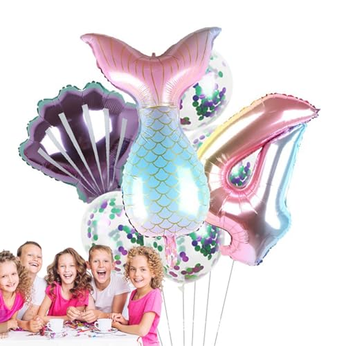 Meerjungfrau-Party-Ballon-Set | Meer-Ballon-Meerjungfrau-Ballons-Kit | Meerjungfrauenschwanz-Luftballons, Folienballons unter dem Meer für Mädchen, 7 Stück Geburtstagsparty-Dekorationen Eubeisaqi von EUBEISAQI