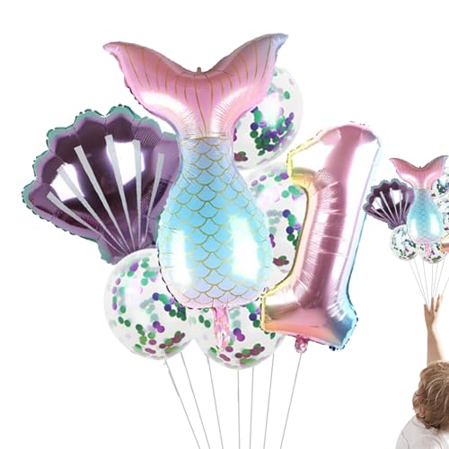 Meerjungfrau-Partyballons | Geburtstagsdekoration Meerjungfrau Luftballons,Geburtstagsballons, Folienballon, Meerjungfrauenschwanz-Ballons für die kleine Meerjungfrau-Party, 7 Stück Eubeisaqi von EUBEISAQI