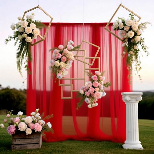 5m x 160cm Organza Stoff, Tüll Rot Meterware Soft Tüllstoff zum Nähen,Netzstoff Dekostoff für Arbor Hochzeit Vorhang Freihanddeko Torbogen Zeremonie von EUBSWA