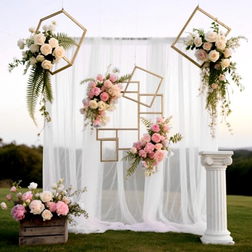 5m x 160cm Organza Stoff, Tüll Weiß Meterware Soft Tüllstoff zum Nähen,Netzstoff Dekostoff für Arbor Hochzeit Vorhang Freihanddeko Torbogen Zeremonie von EUBSWA