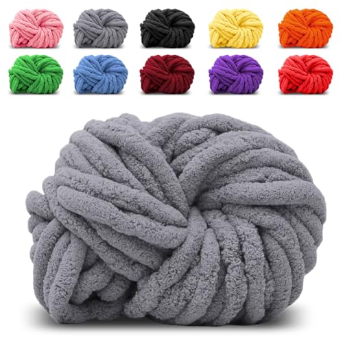 Dicker Wollfaden Garn Grau, Sperrige Armstricken Wolle Knitting, Grobstrick Wollgarn zum Häkeln für Decke Haustier Nest, Decke, Zierkissen Dicker Wollfaden Garn Grau, Sperrige Armstricken Wolle Knitting, Grobstrick Wollgarn zum Häkeln für Decke Haustier Nest, Decke, Zierkissen von EUBSWA